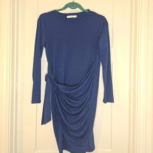Blue Faux Wrap Dress Sz M